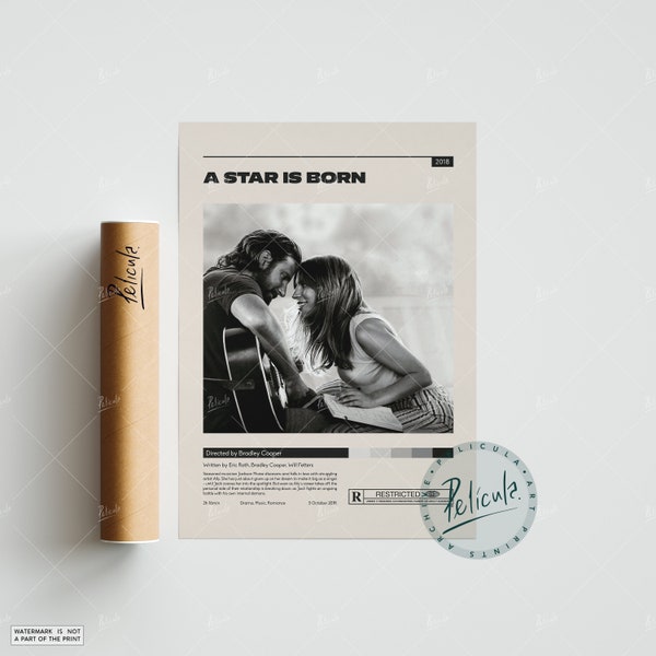 A Star Is Born Poster | Bradley Cooper | Minimalist Movie Poster | Vintage Retro Art Print | Custom Poster | Wall Art Print | Home Decor