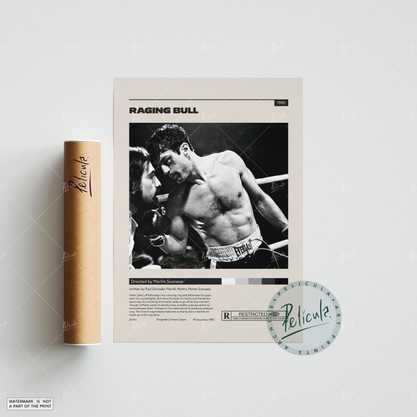 Raging Bull | Martin Scorsese | Minimalist Movie Poster | Vintage Retro Art Print | Custom Poster | Wall Art Print | Home decor