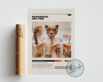 Fantastic Mr. Fox Poster | Wes Anderson | Minimalist Movie Poster | Vintage Retro Art Print | Custom Poster | Wall Art Print | Home decor