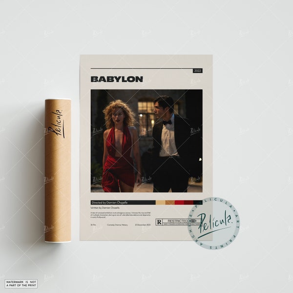 Babylon Poster | Damien Chazelle | Minimalist Movie Poster | Vintage Retro Art Print | Custom Poster | Wall Art Print | Home decor