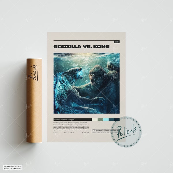 Godzilla vs. Kong | Adam Wingard | Minimalist Movie Poster | Vintage Retro Art Print | Custom Poster | Wall Art Print | Home Decor