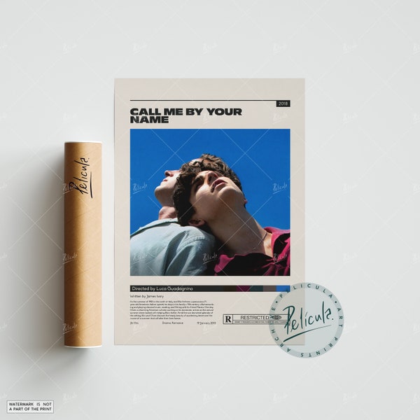 Call Me By Your Name | Luca Guadagnino | Vintage Retro Art Print | Wall Art Print | Minimalist Movie Poster | Custom Poster | Home Decor