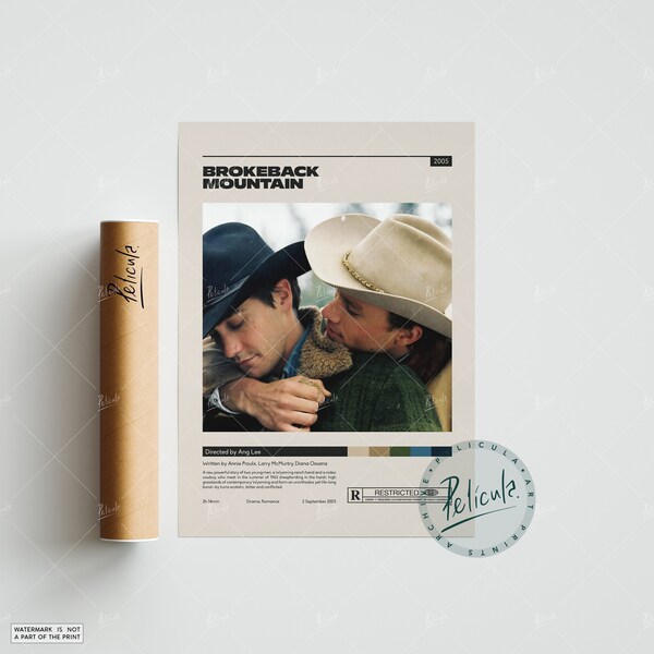 Brokeback Mountain | Ang Lee | Vintage Retro Art Print | Wall Art Print | Minimalist Movie Poster | Custom Poster | Home Decor