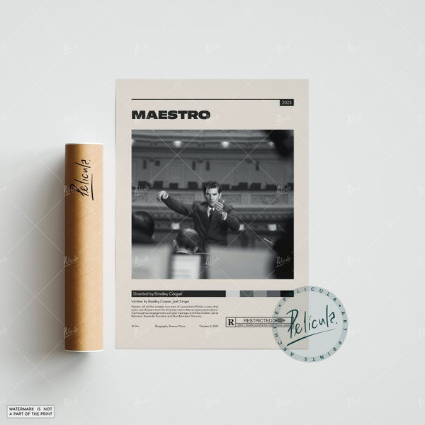 Maestro Poster | Bradley Cooper | Minimalist Movie Poster | Vintage Retro Art Print | Custom Poster | Wall Art Print | Home Decor
