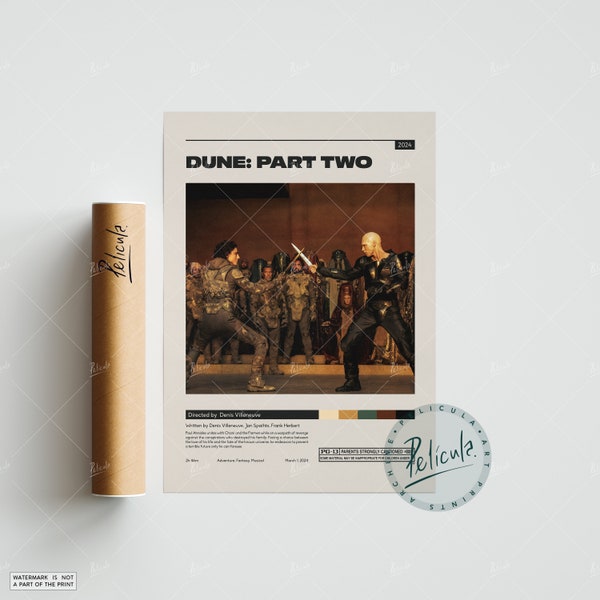 Dune: Part Two Poster | Denis Villeneuve | Minimalist Movie Poster | Vintage Retro Art Print | Custom Poster | Wall Art Print | Home Decor
