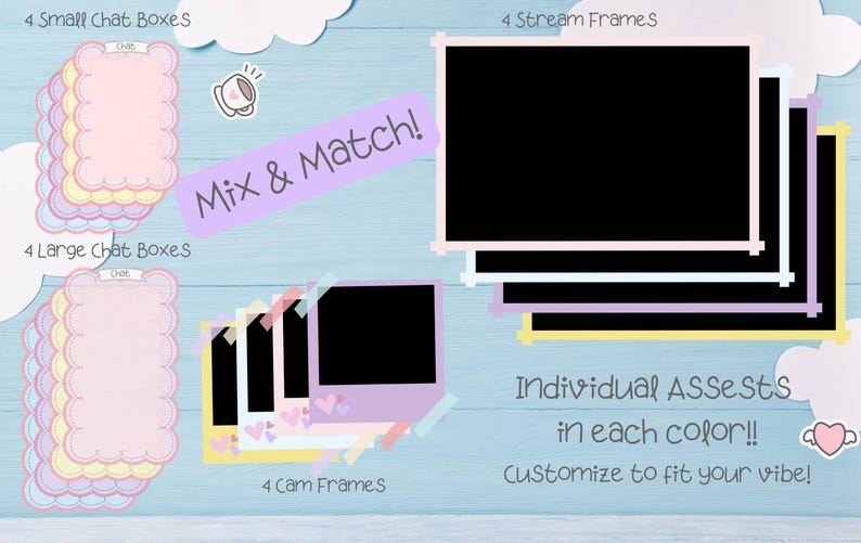 Pastel Cuties Static Streaming Overlay | Mix N Match | Bunnies & Bows ...