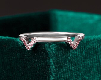 14K White Gold Pink Tourmaline Cat Ears Ring, October Birthstone