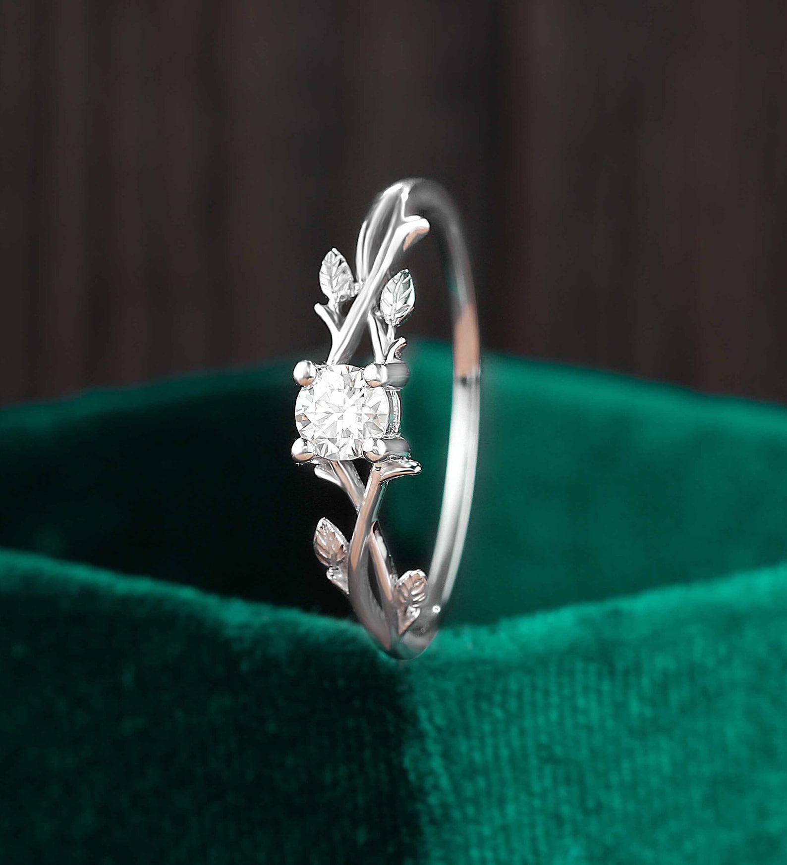 Solitaire moissanite engagement ring