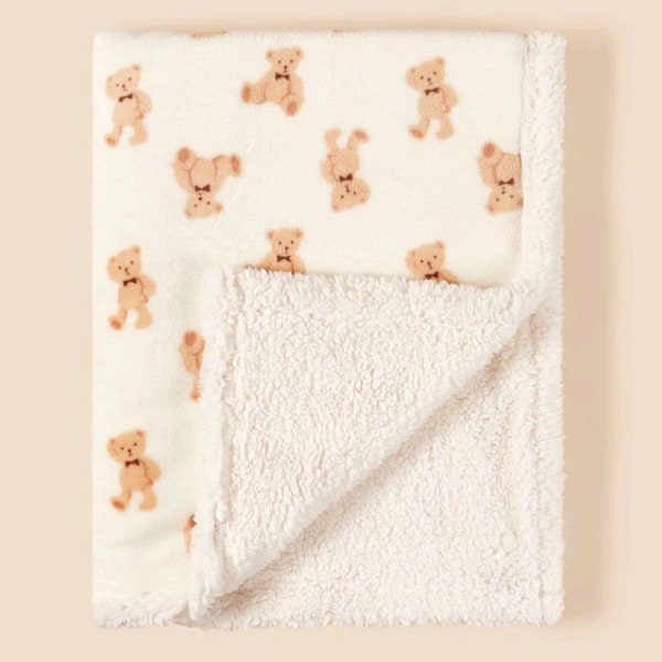 Teddy Bear Print | Baby Blanket | Baby Shower Gift | Newborn Gift