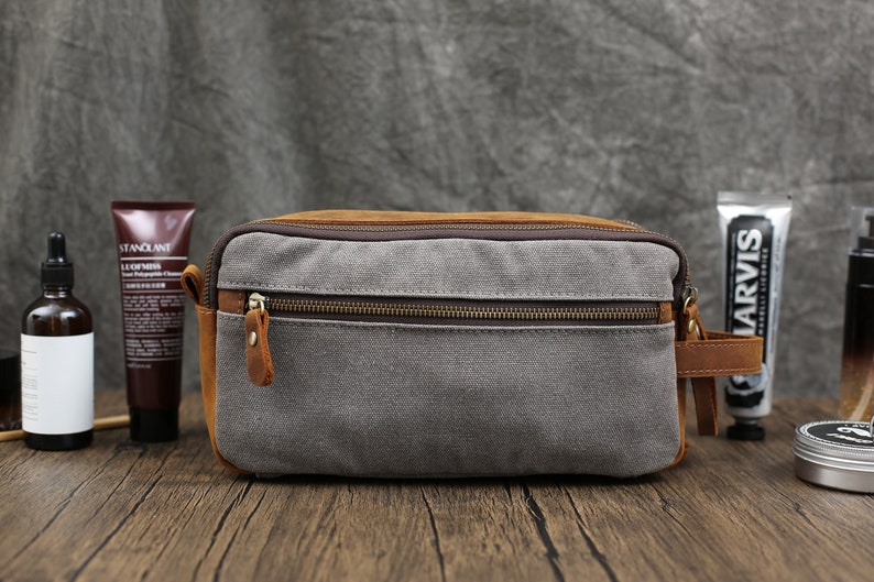 Toiletry bag canvas, Valentines day gift, Groomsmen gifts, Anniversary gifts, Dopp kit, For men, Personalized gift for him, Toiletry kits image 5