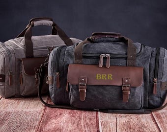 Personalized Canvas Duffle Bag, Travel Weekender Bag