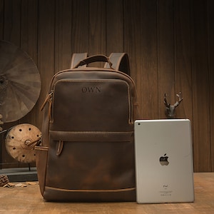 Sac à dos en cuir marron, sac à dos en cuir vintage, sac à dos, sac à dos en cuir pour homme personnalisé, cadeaux sac à dos hipster pour lui elle