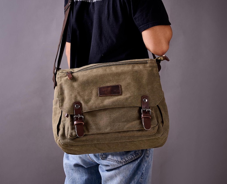 Personalised Messenger Bag, Canvas Messenger Bag, Laptop Briefcase