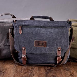 Bolso bandolera personalizado, bolso bandolera clásico de lona, maletín de lona, bandolera de hombro, bolso para portátil, bolso para portátil disponible, regalo para