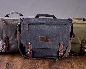 Custom Messenger Bag, Classic Canvas Messenger Bag, Canvas Briefcase Bag, Shoulder Crossbody Bag, Laptop Bag, Available Laptop Bag, Gift For