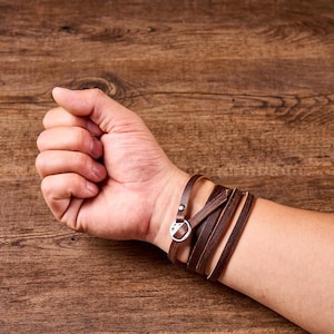 Personalized Unique Genuine Leather Bracelet, Gift for Boyfriend Gift  for Anniversary Gift For Husband Hidden Message Bracelet for Men