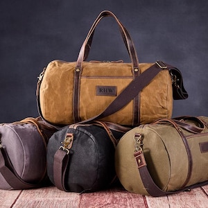 Gewachste Canvas Tasche, Reisetasche, Seesack aus Canvas, Ledertasche, Handgemacht, Handgemacht, Handgemacht, Handgemacht, Handgemacht