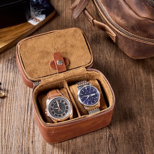 Boîte à montres de voyage, boîte à montres pour hommes personnalisée, étui à bijoux de voyage, étui à montres de voyage en cuir, boîte à montres en cuir, cadeau pour lui, meilleur cadeau homme