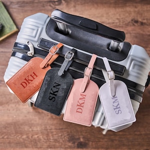Monogram Luggage Tag, Custom Luggage Tag, Personalized Luggage Tag, Shadow Monogram Luggage Tag, Leather Luggage Tag, The Father&#39;s Day Gift.