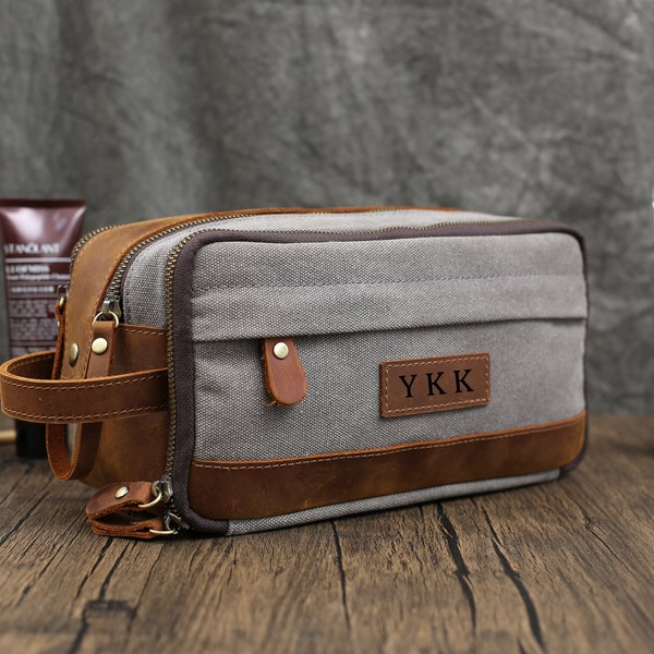 Toiletry bag canvas, Valentines day gift, Groomsmen gifts, Anniversary gifts, Dopp kit, For men, Personalized gift for him, Toiletry kits