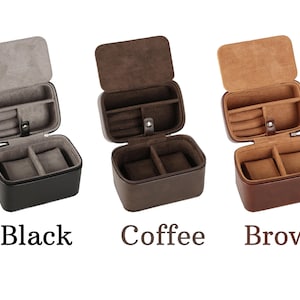 Personalized Men's Watch Box, Travel Watch Box, Travel Jewelry Case, leather travel watch case, Brown Watch Box, Gift For Him, Groom Gift. image 5