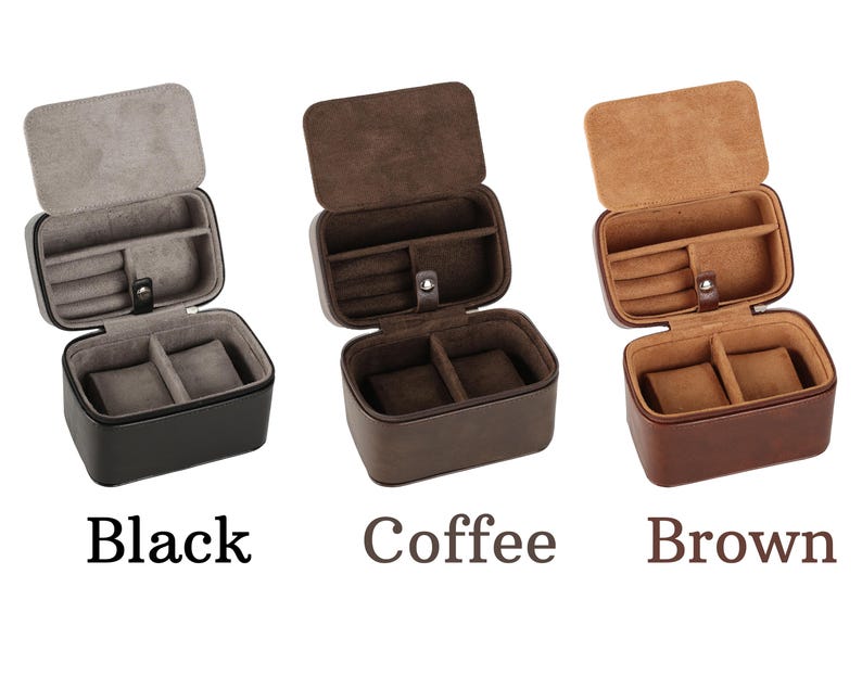 Personalized Men's Watch Box, Travel Watch Box, Travel Jewelry Case, leather travel watch case, Brown Watch Box, Gift For Him, Groom Gift. image 5