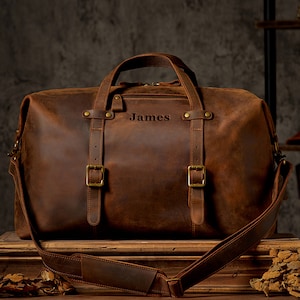 Gym Bag, Leather Weekender Bag, Travel Bag, Father&#39;s Day Gift, Leather Holdall, Leather Duffle Bag, Vacation Bag, Personalized Duffle Bag