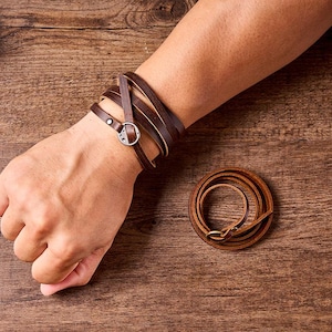 Genuine Leather Bracelet, Boyfriend Gift Anniversary Gift For Husband Hidden Message Bracelet for Men Gifts for Him Personalized Unique Gift