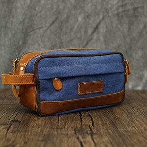 Toile de trousse de toilette, cadeau de Saint-Valentin, cadeaux de garçons d'honneur, cadeaux d'anniversaire, kit Dopp, pour homme, cadeau personnalisé pour lui, trousses de toilette