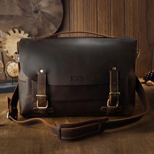 Porte-documents en cuir pour homme, fabriqué à la main, cartable en cuir, sac pour ordinateur portable en cuir, porte-documents pour homme, cartable, sac à main, sac à bandoulière, cadeau pour un père