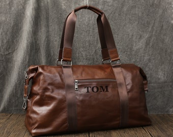 Handmade Personalized Leather Duffle Bag, Leather Holdall, Leather Weekender Bag, Leather Duffel Bag, Overnight Bag, Large Travel Bag