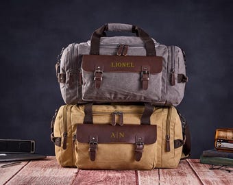 Personalized Canvas Duffle, Custom Overnight Bag, Monogrammed Travel Gym Bag