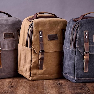 Sac à dos en toile personnalisé, sac à dos, sac à dos en cuir pour homme personnalisé, sac à dos scolaire en toile personnalisé, sac à dos fait main, cadeau pour lui.