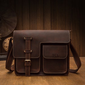Porte-documents en cuir pour homme, cartable en cuir Crazy Horse fabriqué à la main, sac pour Ipad en cuir, cartable pour homme, sac à main de Noël