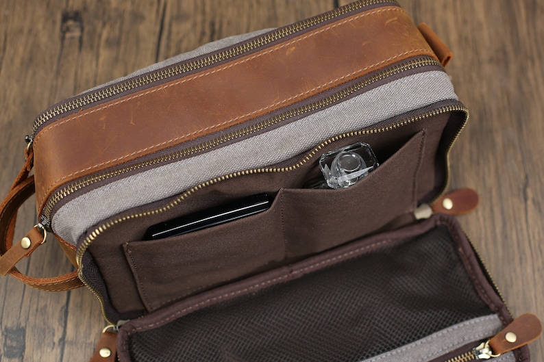 Toiletry bag canvas, Groomsmen gifts, Valentines day gift, Anniversary gifts, Dopp kit, For men, Personalized gift for him, Toiletry kits image 10