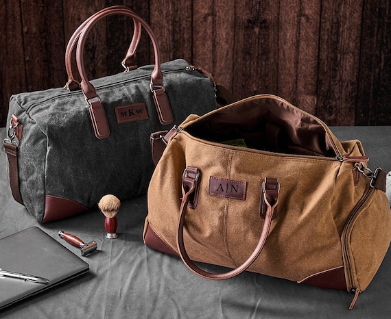 Personalized Leather Bag, Custom Duffle Bag, Leather Travel Bag