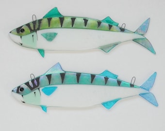 Fused Glass Mackerel Fish Art