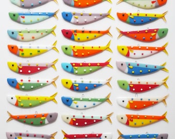 Colourful Fused Glass Polka Dot Fish Art