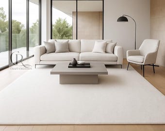 9x12 Modern White Plush Area Rug: Luxury Soft Minimalist Carpet