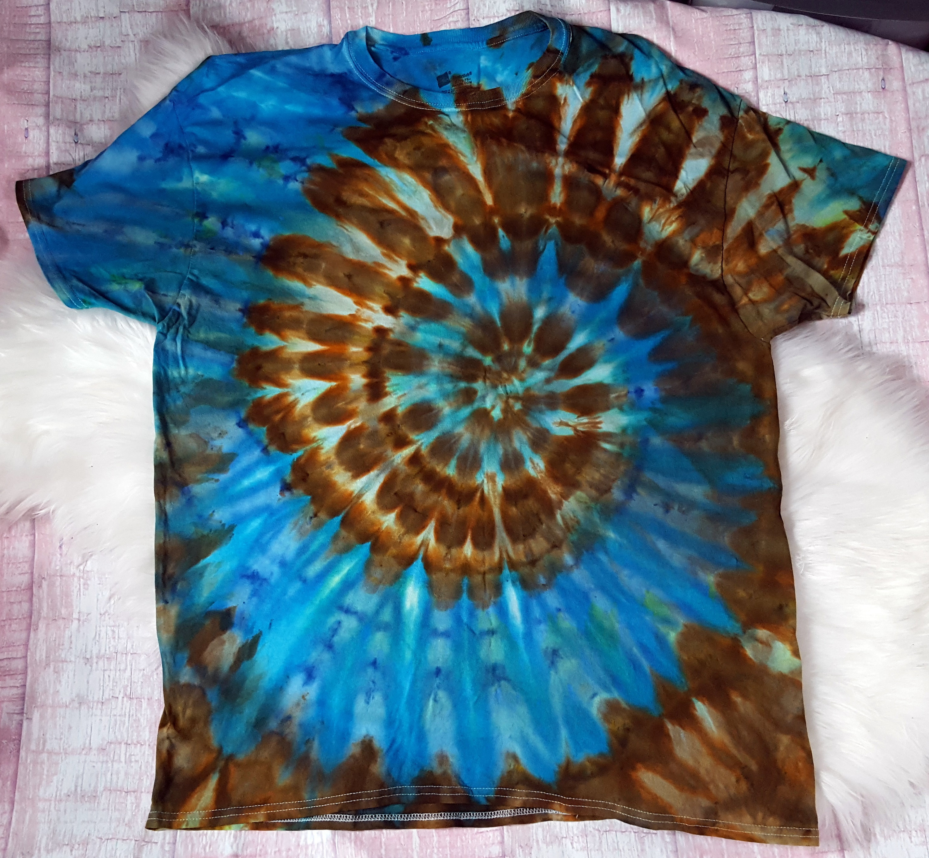 Blue and Brown Swirl Adult Tie Dye T Shirt XL - Etsy