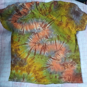 Orange Wave Tie Dye Adult T Shirt 3XL