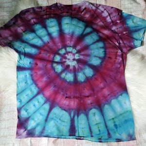 Blue and Purple Ice Dyed Adult T Shirt XL