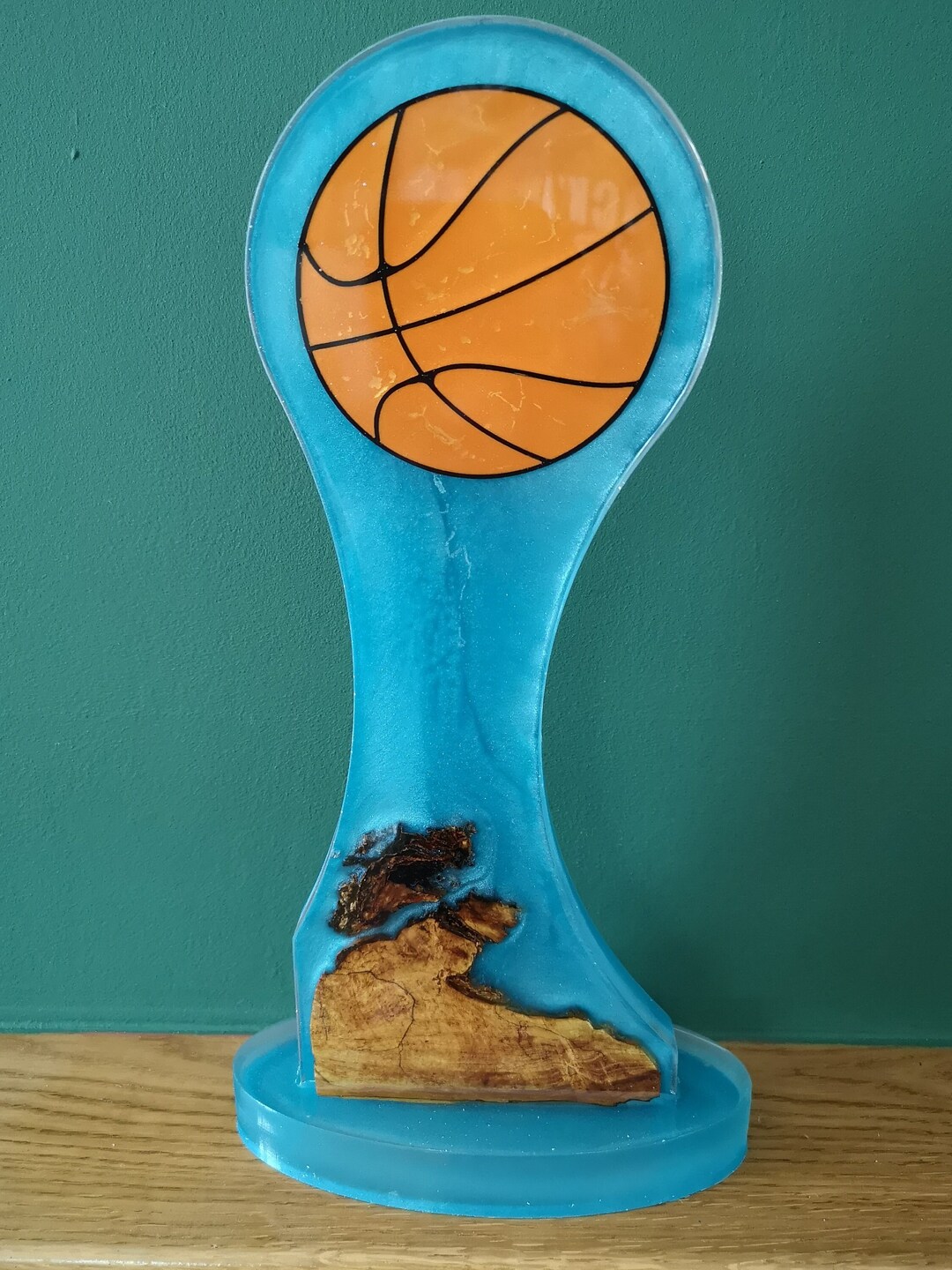 Basketball Trophy Epoxy Resin With Wood Etsy