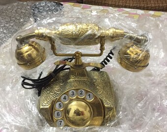 Nautical vintage Brass telephone French Victorian Style Rotary Dial