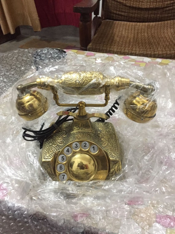Nautical Vintage Brass Telephone French Victorian Style Rotary
