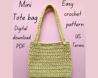 Modèle de sac au crochet, modèle de sac à main au crochet, téléchargement numérique, modèle de sac au crochet facile, mini sac cabas au crochet pour t-shirt