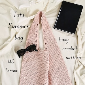Häkeltaschen-Muster, Häkel-Einkaufstaschen-Muster, Sommereinkäufe, Häkel-Umhängetaschen-Muster. Einfache Häkel-Strandtasche Bild 1