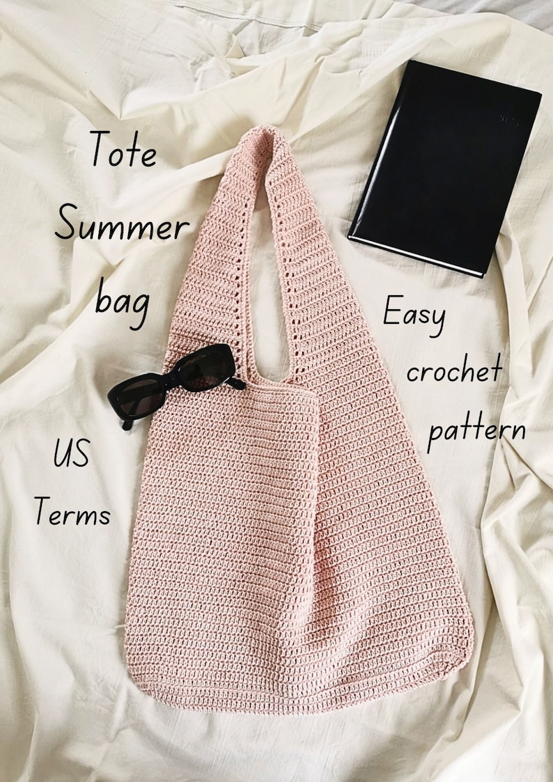 Häkeltaschen-Muster, Häkel-Einkaufstaschen-Muster, Sommereinkäufe, Häkel-Umhängetaschen-Muster. Einfache Häkel-Strandtasche Bild 1