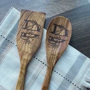 Personalized Olive Wood Spoon & Turner