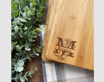 Personalized Custom Laser Engraved Cutting Board. Family Monogram. Wedding and Housewarming gift. Charcuterie Board, Cheese tray